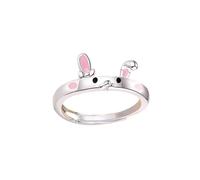 Cute Sterling Silver Ring For Women Bunny Adjustable Finger Open Statement Ring Engagement Rings Promise Ring Dainty Jewelry Woman Rings (Silver, One Size)