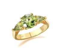 Cute Sterling Silver Rings, Vintage Rings Gold Plated with Peridot Size T 1/2 Jewelry Set for Women