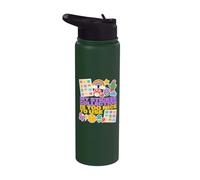 Cute Sticker Collection Rainbow Cactus Icons Stainless Steel Insulated Water Bottle
