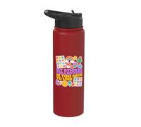 Cute Sticker Collection Rainbow Cactus Icons Stainless Steel Insulated Water Bottle