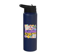 Cute Sticker Collection Rainbow Cactus Icons Stainless Steel Insulated Water Bottle