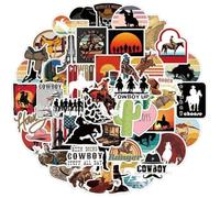 Cute Stickers 50pcs Western Cowboy Graffiti Sticker Decoration Waterproof Stickers for Laptop Skateboard Decorative Graffiti Decals