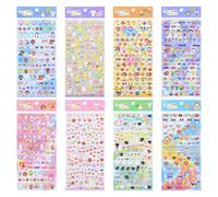 Cute Stickers 8 Sheets Mini 3D Puffy Stickers for Adults Tiny Kawaii Animal Stickers for Water Bottles Scrapbook Skateboard DIY Decoration