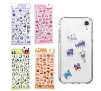 Cute Stickers for Teens - Glitter 3D Stickers Pack | 4 Pieces Colorful Aesthetic Stickers for School, Crafts, Notebook, Laptop, Bottle, Car, Planner, Scrapbooking, Rewards