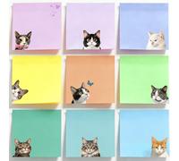Cute Sticky Notes, 75x75mm Coloured Sticky Notes Set 9 Pads,Cat Stationery