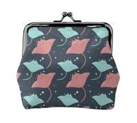 Cute Stingrays Polka Dots Coin Purse, Kiss-lock Change Purse Wallets, Small PU Leather Coin Purse for Women
