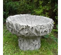 Cute Stone Cast Log Design Birdbath