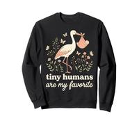 Cute Stork Carrying Baby Tiny Humans Favorite New Sweatshirt