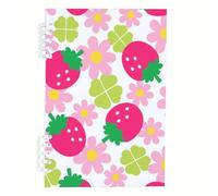 Cute Strawberries Notebook, Pink Strawberry Florals A5 Notebooks, Lined Paper A5 Refillable Notebook 120Pages/60Sheets, Notepads for Work, Note Book for Writing, Office Paper Products Women Man