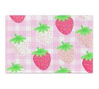 Cute Strawberries Pink Jigsaw Puzzles for Adults 500 Pieces Puzzle Toy Artwork Family Fun Puzzle Family White Elephant Gifts, 20.5x14.9 Inch