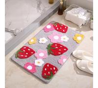 Cute Strawberry Bath Mat,Bathroom Rug,Microfiber Absorbent Bath Blanket,Non-Slip Fruit Shower Rug,Bathroom Floor Mat 30x18 Inch
