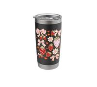 Cute Strawberry Bows Hearts Sweet Berry Aesthetic Pattern Stainless Steel Insulated Tumbler