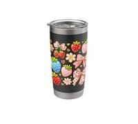 Cute Strawberry Bows Hearts Sweet Berry Aesthetic Pattern Stainless Steel Insulated Tumbler