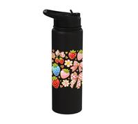Cute Strawberry Bows Hearts Sweet Berry Aesthetic Pattern Stainless Steel Insulated Water Bottle