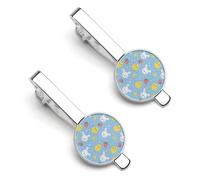 Cute Strawberry Bunny And Chicken Pattern Tie Clips for Men 2 Pcs Necktie Bar Pinch Clothing Accessories Suitable for Wedding Business Anniversary