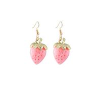 Cute Strawberry Earrings for Women,Cute Colorful Transparent Earring 3D Acrylic Food Fruit Strawberry Earrings Halloween Cosplay Accessories, L, Plastic, No Gemstone