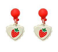 Cute Strawberry Earrings for Women Red Ribbon Strawberry Bow Stud Earrings Red Beaded Strawberry Shortcake Earrings Fresh Fruit Drop Earrings Fashion Funny Lucky Jewelry, M, Brass, No Gemstone