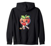 Cute Strawberry Field Hockey Player Kawaii Sports Zip Hoodie