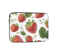 Cute Strawberry Flower Leaves Pattern Laptop Sleeve 12 Inch Shockproof Protective Notebook Case Travel Laptop Bag for Men Women