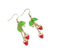 Cute Strawberry Fruit earring 3D Orange Lemon Drop Dangle Earrings Creative Strawberry Tassels Earrings, Acrylic, No Gemstone