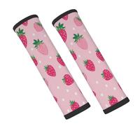 Cute Strawberry Fruit Polka Dot Seat Belt Pads for Car 2 Pack Soft Neoprene Seatbelt Cover Shoulder Pad Neck Cushion Protector Universal Fit for Car Backpack Travel Comfort