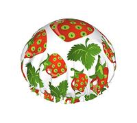 Cute Strawberry Fruits Shower Cap for Women,Double WaterproofBathing Shower Hat Large Designed for all Hair