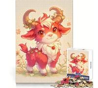 Cute Strawberry Goat with Flowers 1000 Piece Jigsaws for Adults Stress Free Nice Thick Happy Challenge Premium Gift (38x26cm)