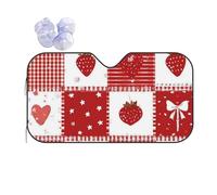 Cute Strawberry Heart Car Windscreen Sun Shade Pink Bow Heat Reflective Sunshade Folding Foil Sun Visor Car Windshield Window Universal Fit for Sedans SUV Van M