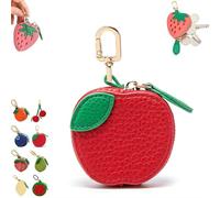 Cute Strawberry Leather Bag Charm,Fruit Coin Purse Keychain,Mini Leather Coin Pouch Change Purse for Backpack Decoration,Cute Keychain Mini Pouch for Ai-rtag Wallet Gift for Girl Women