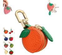 Cute Strawberry Leather Bag Charm,Fruit Coin Purse Keychain,Mini Leather Coin Pouch Change Purse for Backpack Decoration,Cute Keychain Mini Pouch for Ai-rtag Wallet Gift for Girl Women