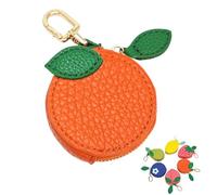 Cute Strawberry Leather Bag Charm, Peach,lemonFruit Charm Coin Purse, Cute mini Keychain Made of PU Material (Orange)