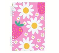 Cute Strawberry Notebook, Pink Strawberry Daisies Notebooks, Lined Paper Subject Notebook 120Pages/60Sheets, A5 Note Book for Study, Work Book for Journaling Writing, Journaling Supplies Women Man