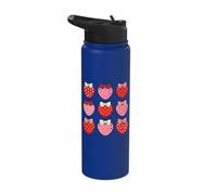Cute Strawberry Pattern Bow Fruit Pink Red Polka Dots Stainless Steel Insulated Water Bottle
