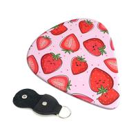 Cute Strawberry Pattern Fruit Pink Guitar Picks 6 Pcs Plectrums for Acoustic Guitar Bass and Electric Guitar - 0.71mm