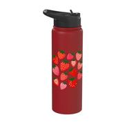 Cute Strawberry Pattern Sweet Berries Summer Fruit Aesthetic Stainless Steel Insulated Water Bottle