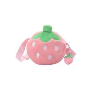 Cute Strawberry Plush Mini Purse Kids Girls Crossbody Bag, Pink, One Size, Fruit Plush Crossbody Bag