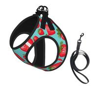 Cute Strawberry Print Harness Leash Set For Cat And Small Dog, Adjustable, Reflective, And Escape-Proof Vest With Soft Breathable Mesh Lining