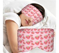 Cute Strawberry Print Sleeping Mask Reversible Full Face Coverage Travel Eye Shield