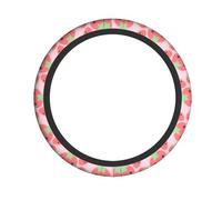 Cute Strawberry Printed Steering Wheel Cover, Car Interior Accessory, Easy To Install And Suitable For Most Car Models.