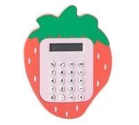 Cute Strawberry Shaped Digital Calculator, Pink and Green, Desktop Electronic Calculator with LCD Display, Basic Math Functions