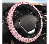 Cute Strawberry Steering Wheel Cover 15 Inches for Women Men, Neoprene Anti-Slip Pink Car Steering Wheel Grip Wrap Car Accessories Protective Case Cover for Vehicle Truck SUV