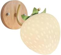 Cute Strawberry Wall Sconce with 3-Tone LED Bulb - Modern Nordic Light Fixture for Girls Bedroom, Nursery, Playroom