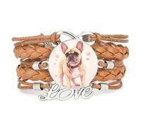 Cute String Cute Pekingese Love Heart Adjustable Leather Braided Bracelet | Multilayer,Punk,Wristband,Handmade,Gift,Bangle,Accessory, Girlfriend,Lover,Ethnic,Friendship ,Birthday,Christmas,Music