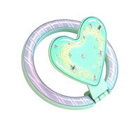 Cute Striped Magnetic Ring Holder Compatible with MagSafe, Sparkle Glitter Heart Shape Phone Grip Kickstand, Detachable Metal Finger Ring Stand for iPhone Android Cases for Women Girls, Blue
