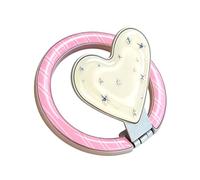Cute Striped Magnetic Ring Holder Compatible with MagSafe, Sparkle Glitter Heart Shape Phone Grip Kickstand, Detachable Metal Finger Ring Stand for iPhone Android Cases for Women Girls, Yellow