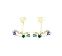 Cute Stud Earrings, Gold Stud Earring Crystal Heart with Multicolor Crystal 18X12mm for Women Fathers Day Jewelry Classic
