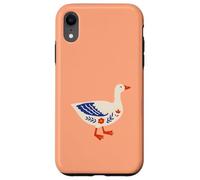 Cute Stylized Goose with Folk-Art Details on Orange Case for iPhone XR