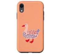 Cute Stylized Goose with Folk-Art Details on Orange Case for iPhone XR