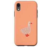Cute Stylized Goose with Folk-Art Details on Orange Case for iPhone XR