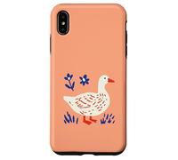 Cute Stylized Goose with Folk-Art Details on Orange Case for iPhone XS Max